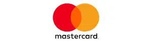 Das Logo von Mastercard besteht aus zwei sich überlappenden Kreisen, einem roten und einem gelben, unter denen in schwarzen Kleinbuchstaben das Wort „Mastercard“ steht.