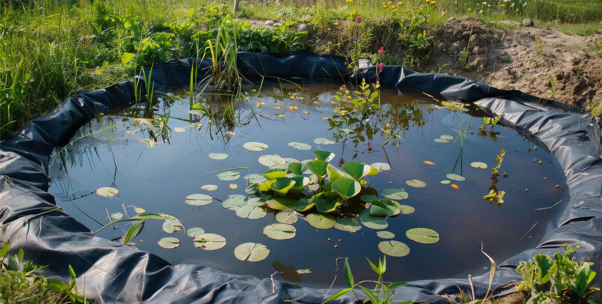 Teich mit Wasser und Pflanzen