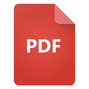 Icon eines PDF-Dokuments auf weißem Hintergrund. Das Icon zeigt ein rotes Blatt, an dem die obere rechte Ecke geknickt und mit der Aufschrift "PDF" gekennzeichnet ist