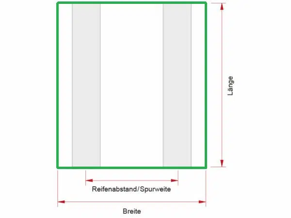 Technische Zeichnung mit vierseitiger Wulst einer Garagenmatte auf weißem Hintergrund
