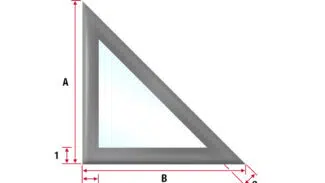 Abbildung eines rechtwinkligen Dreiecks mit beschrifteten Seiten. Seite A ist vertikal, Seite B ist horizontal und die Hypothenuse ist schattiert. Zur Orientierung sind auf den Seiten zusätzlich kleine Zahlen 1, 2 und 3 angegeben.