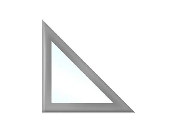 Ein graues Terrassenplanen-Dreieck mit einem rechten Winkel auf weißem Hintergrund. Die Außenkante ist durchgehend grau, während der Innenbereich eine leicht durchscheinende Oberfläche aufweist.