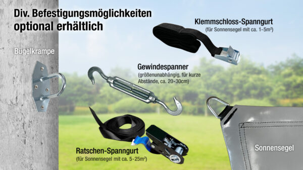 Sonnensegel aus PVC-Planenmaterial (Rechteckform)