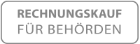 Ein rechteckiges Schild mit schwarzem Hintergrund und grauem Rand mit dem deutschen Text RECHNUNGSKAUF FÜR BEHÖRDEN in Fettschrift und Großbuchstaben.